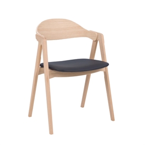Titan Spisebordsstol - Light oak - Træ-ryg - Sæde sort læder